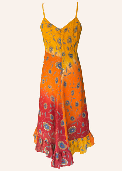 Rumex Silk Slip Dress ~ Tequila Sunrise S