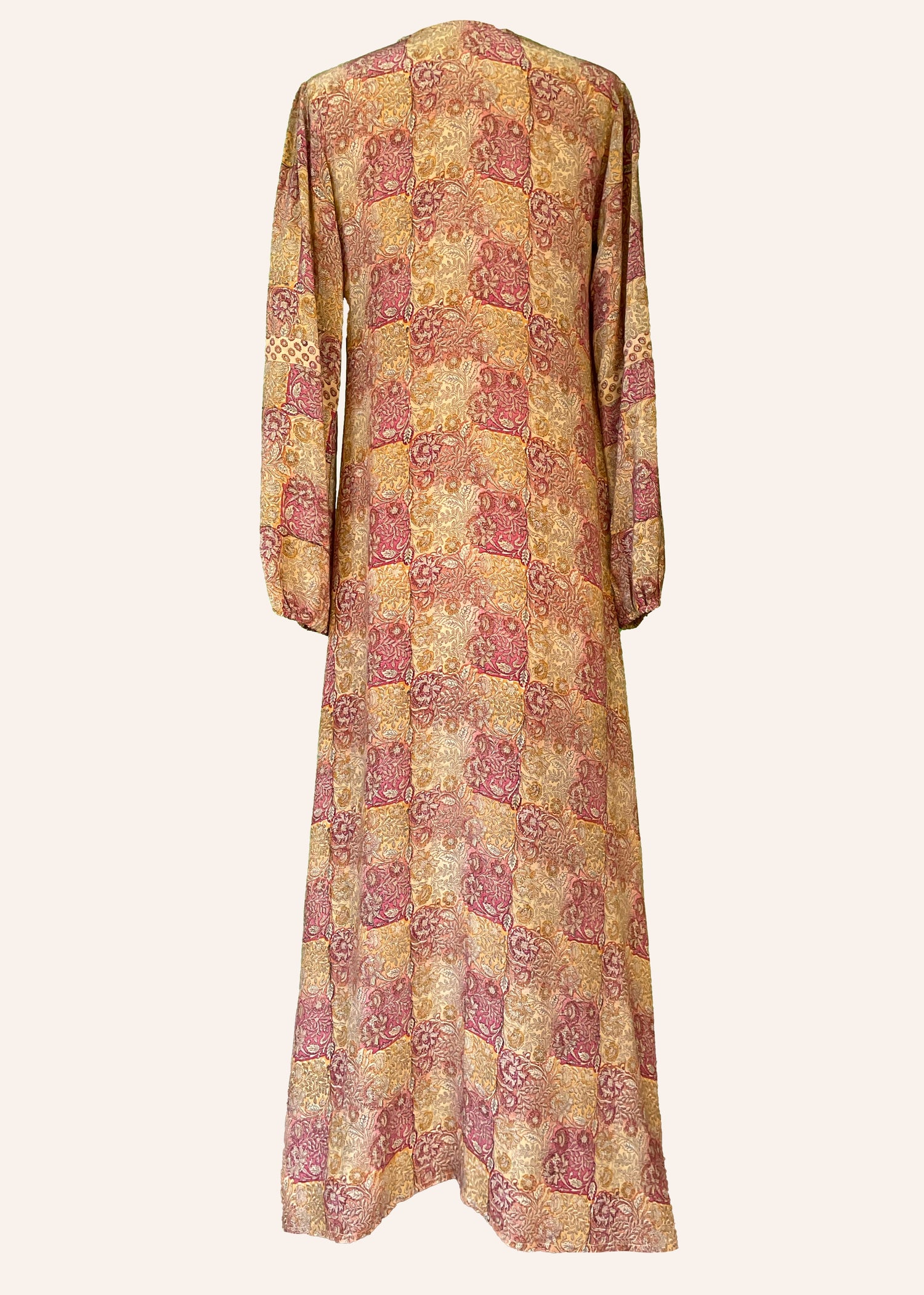 Zea Silk Crepe Kaftan Maxi Dress ~  Cameo XS