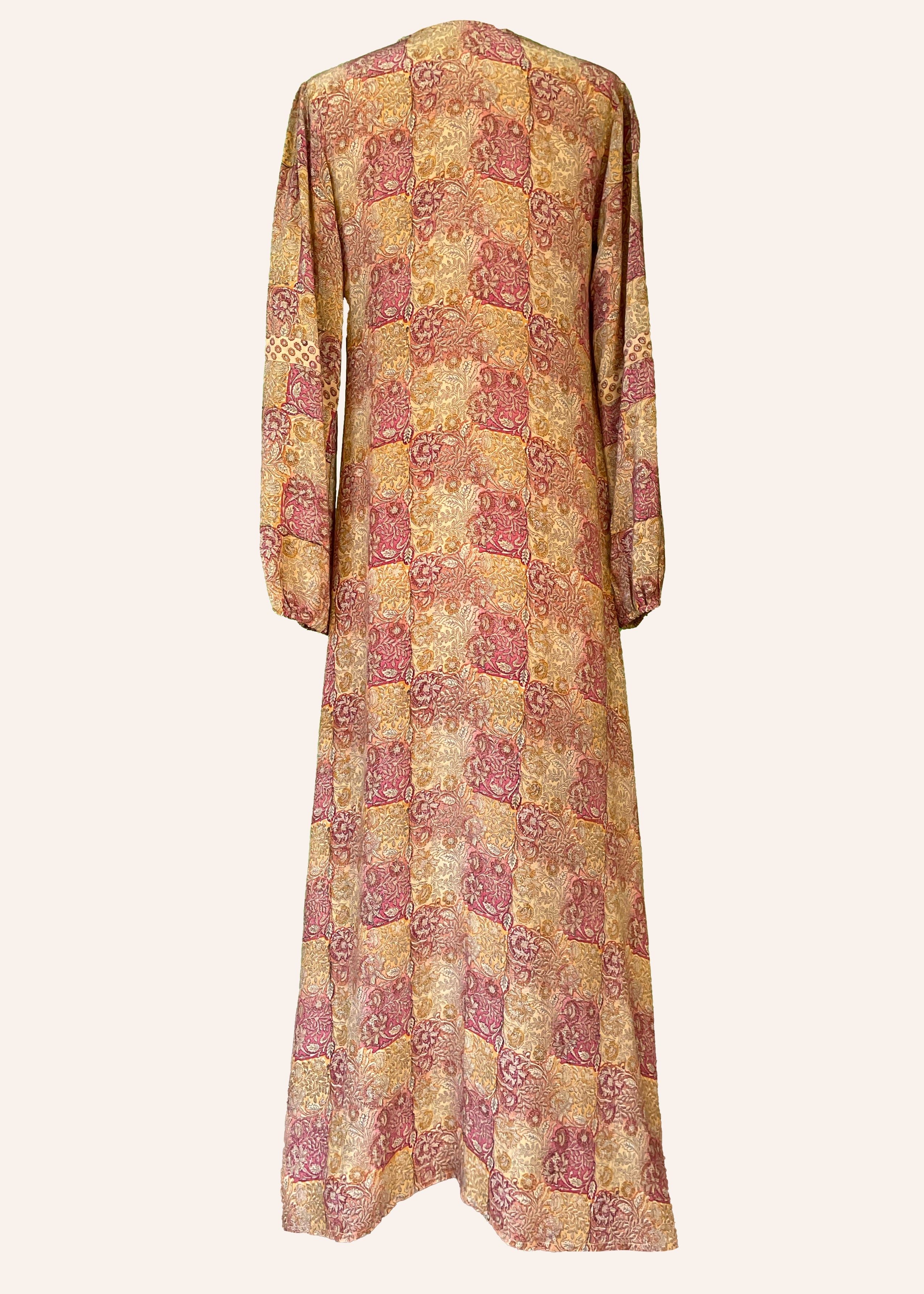 Zea Silk Crepe Kaftan Maxi Dress ~  Cameo XS