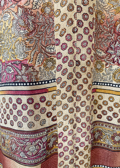 Zea Silk Crepe Kaftan Maxi Dress ~  Cameo XS