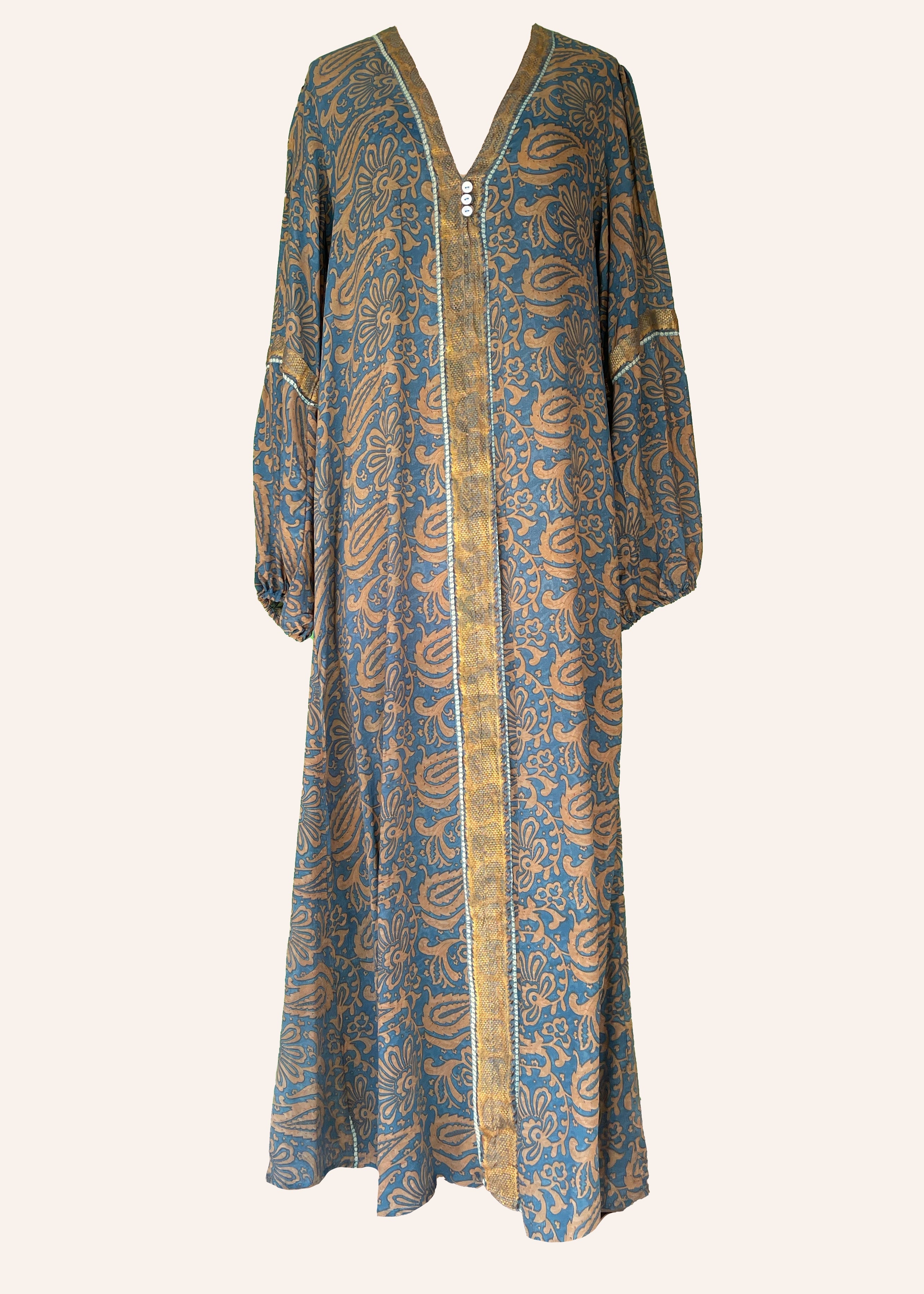 Zea Silk Crepe Kaftan Maxi Dress ~  Cleopatra L