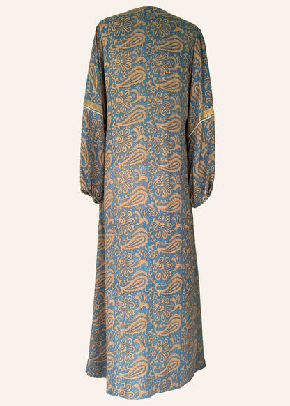 Zea Silk Crepe Kaftan Maxi Dress ~  Cleopatra L
