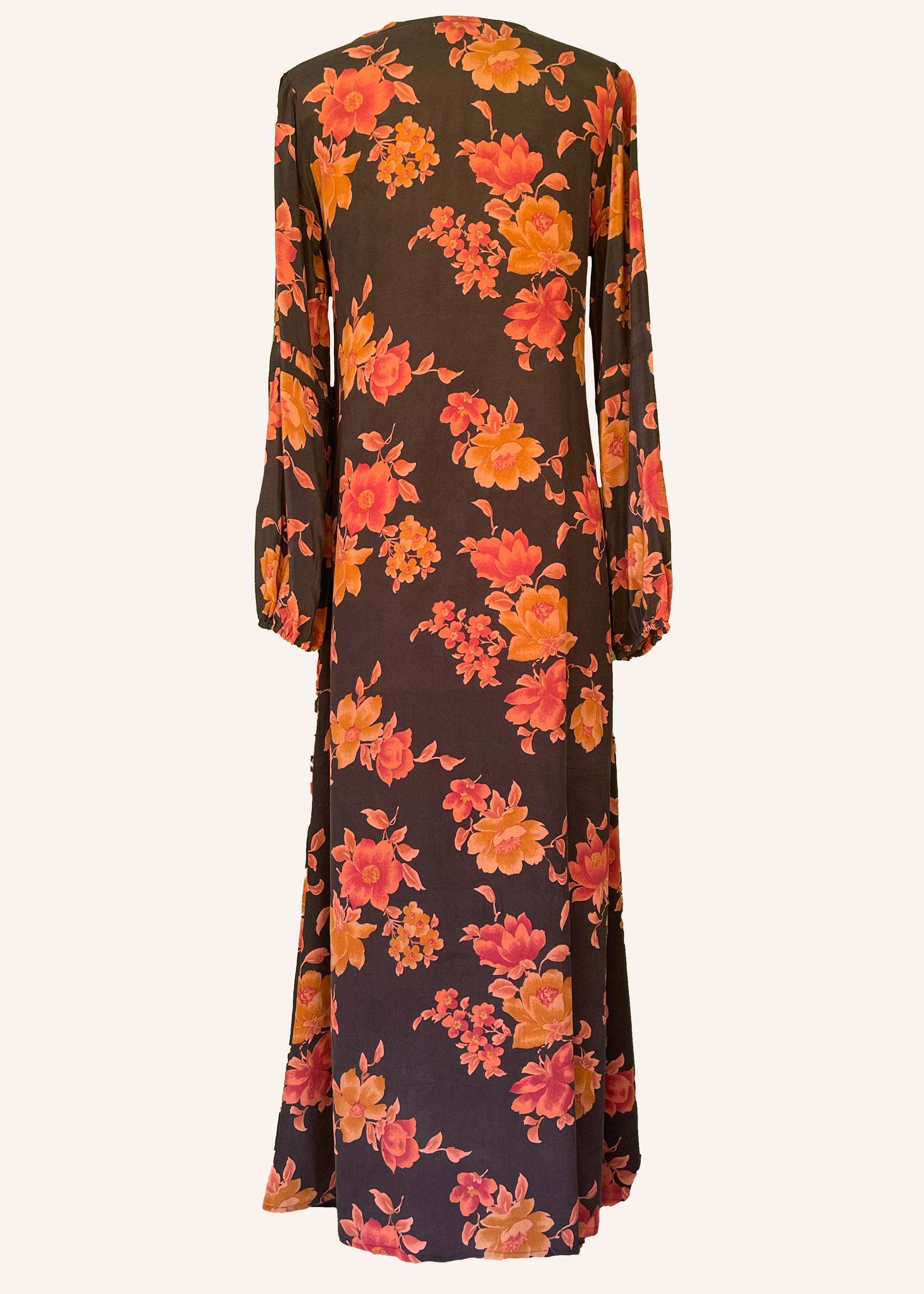 Zea Silk Crepe Kaftan Maxi Dress ~  Oriole S