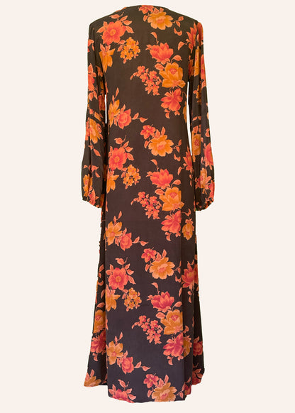 Zea Silk Crepe Kaftan Maxi Dress ~  Oriole S