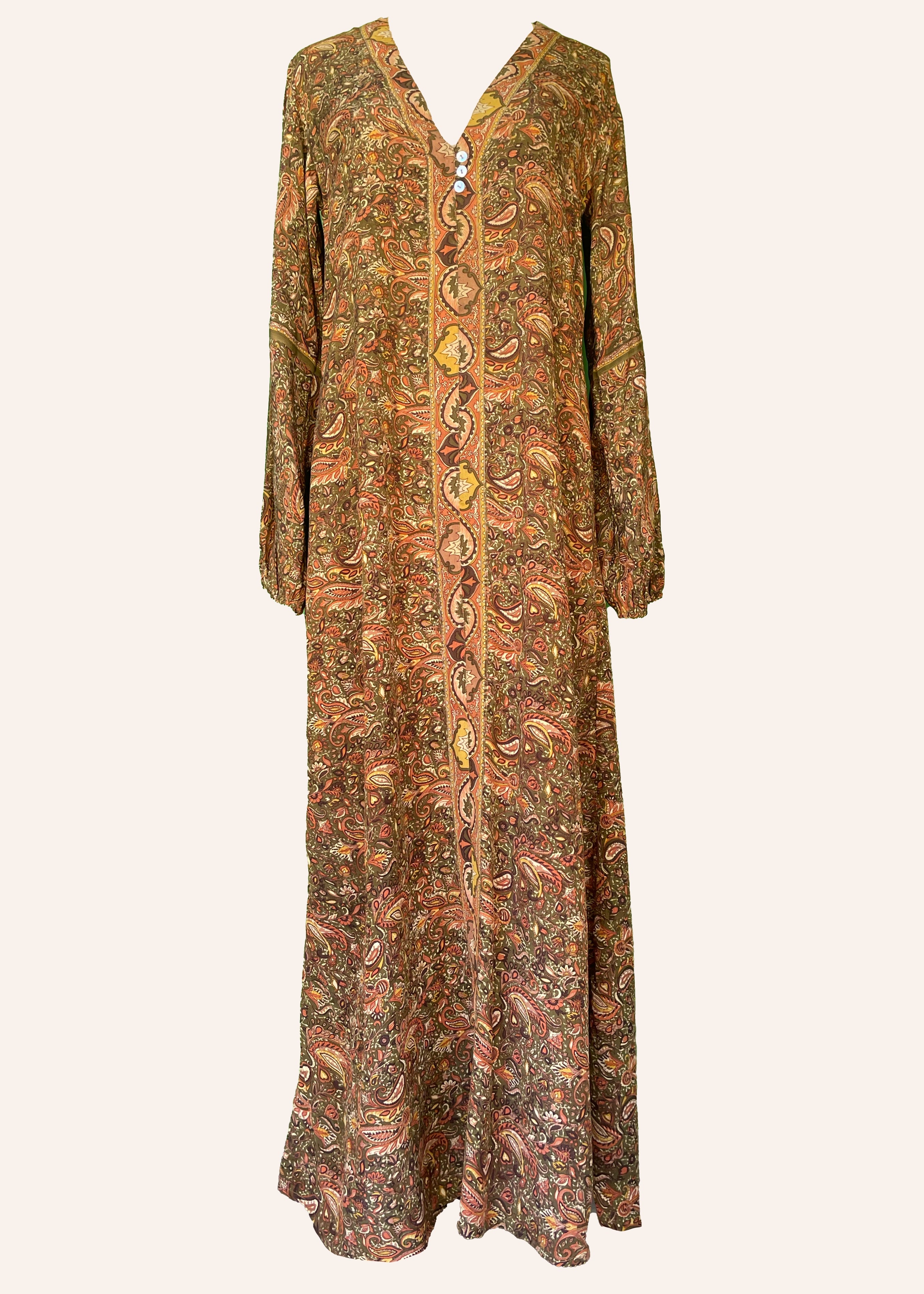 Zea Silk Crepe Kaftan Maxi Dress ~ Hazel S