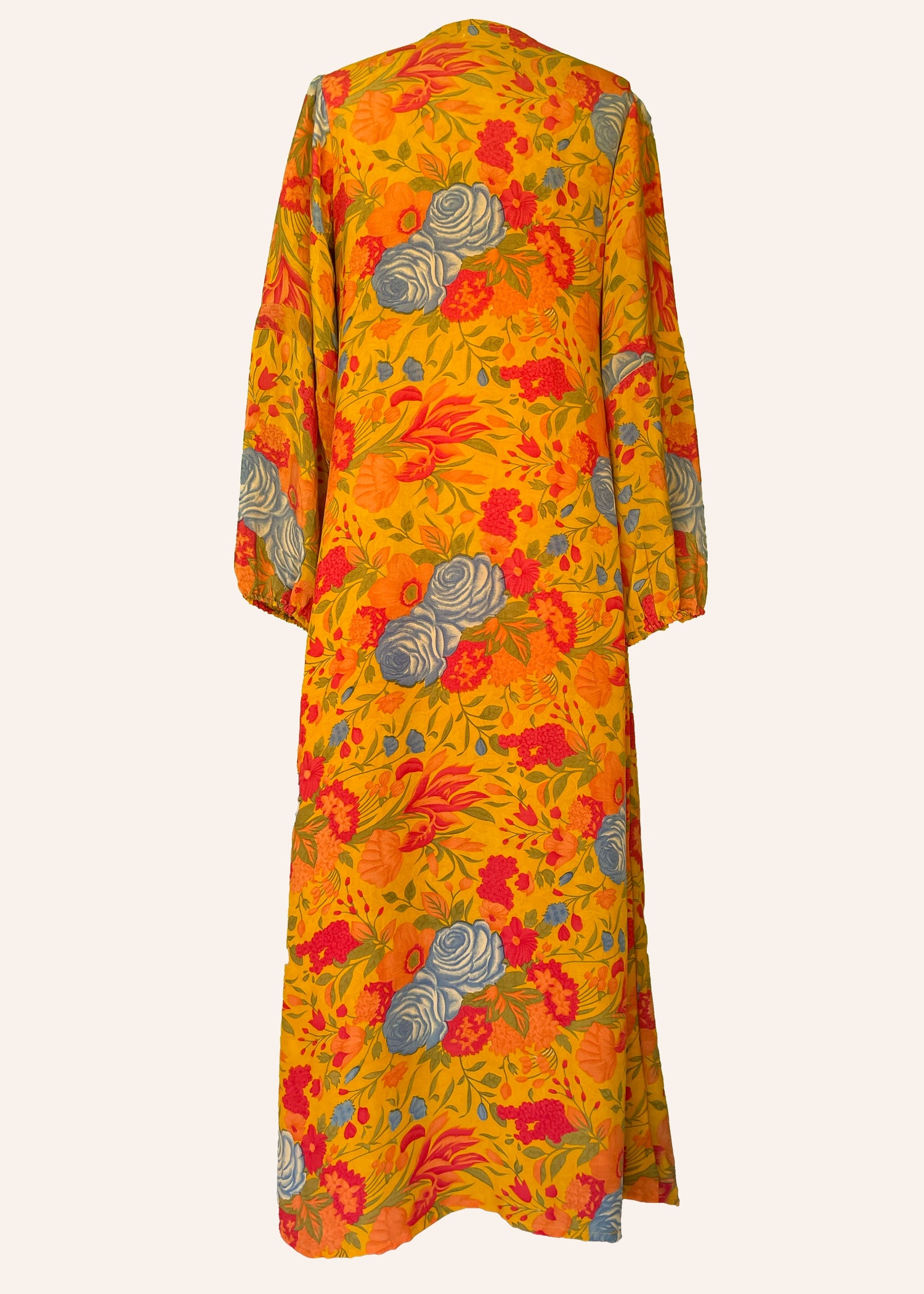 Zea Silk Crepe Kaftan Maxi Dress ~  Mimosa S