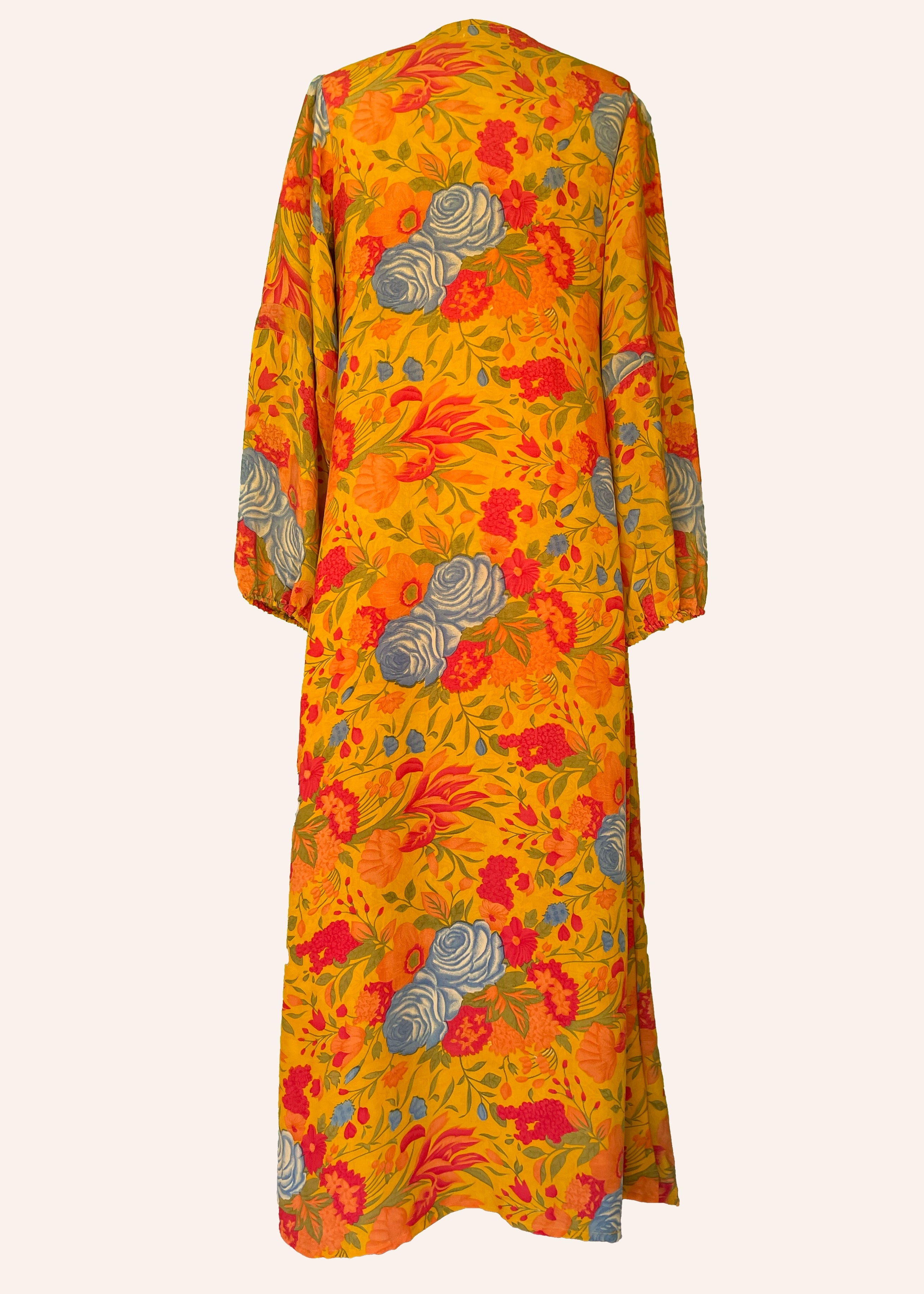 Zea Silk Crepe Kaftan Maxi Dress ~  Mimosa S