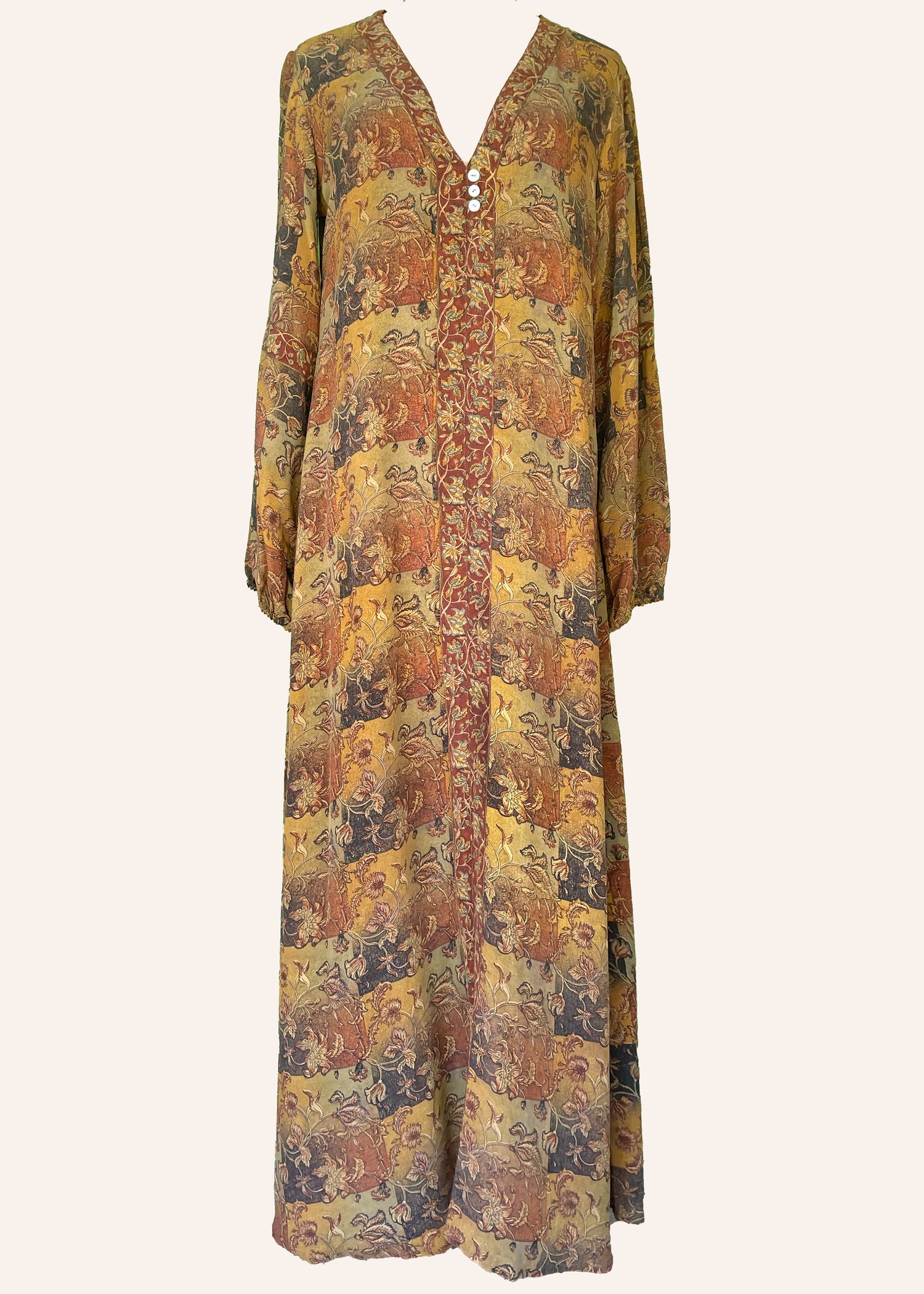 Zea Silk Crepe Kaftan Maxi Dress ~ Sequoia S