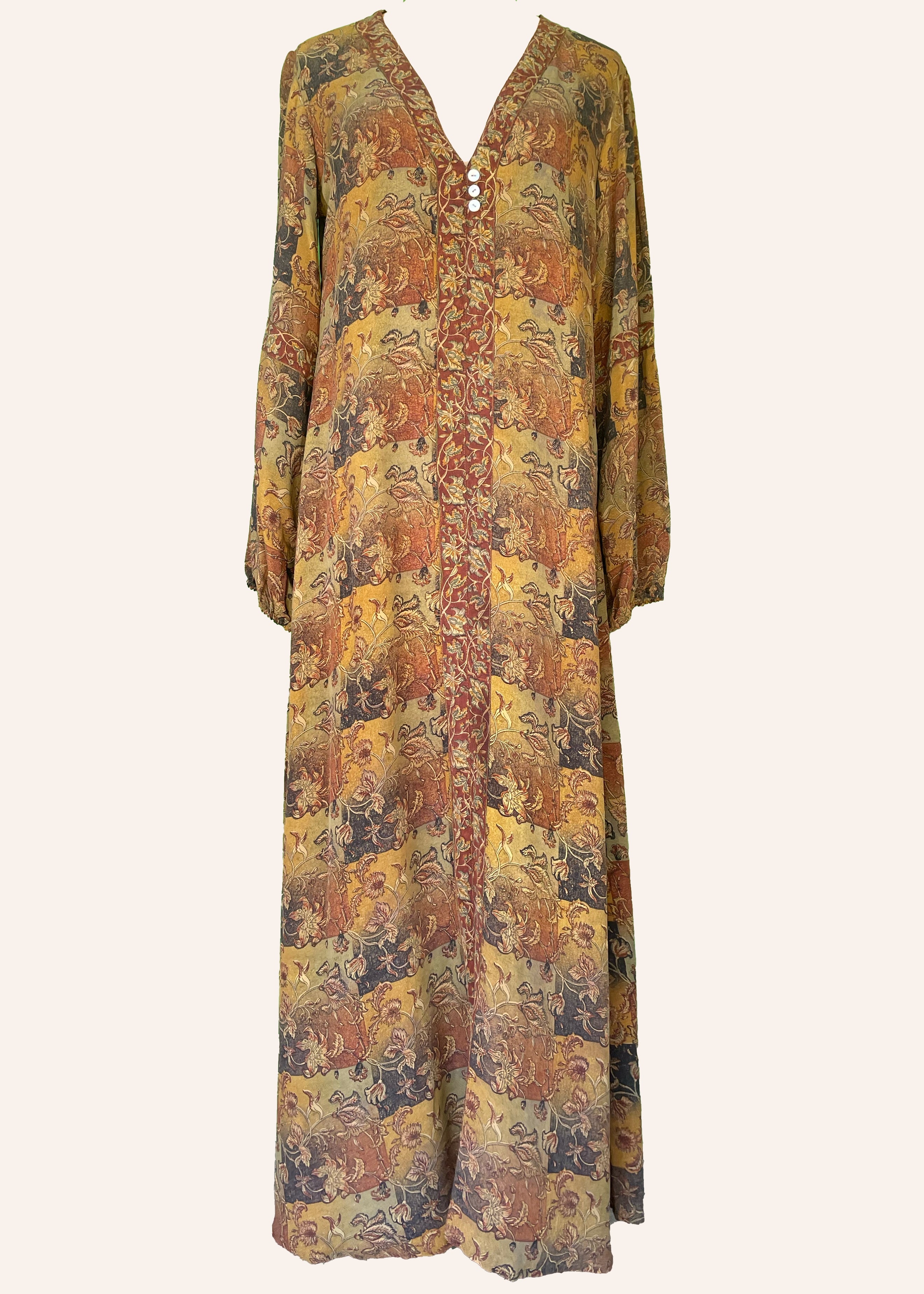 Zea Silk Crepe Kaftan Maxi Dress ~ Sequoia S