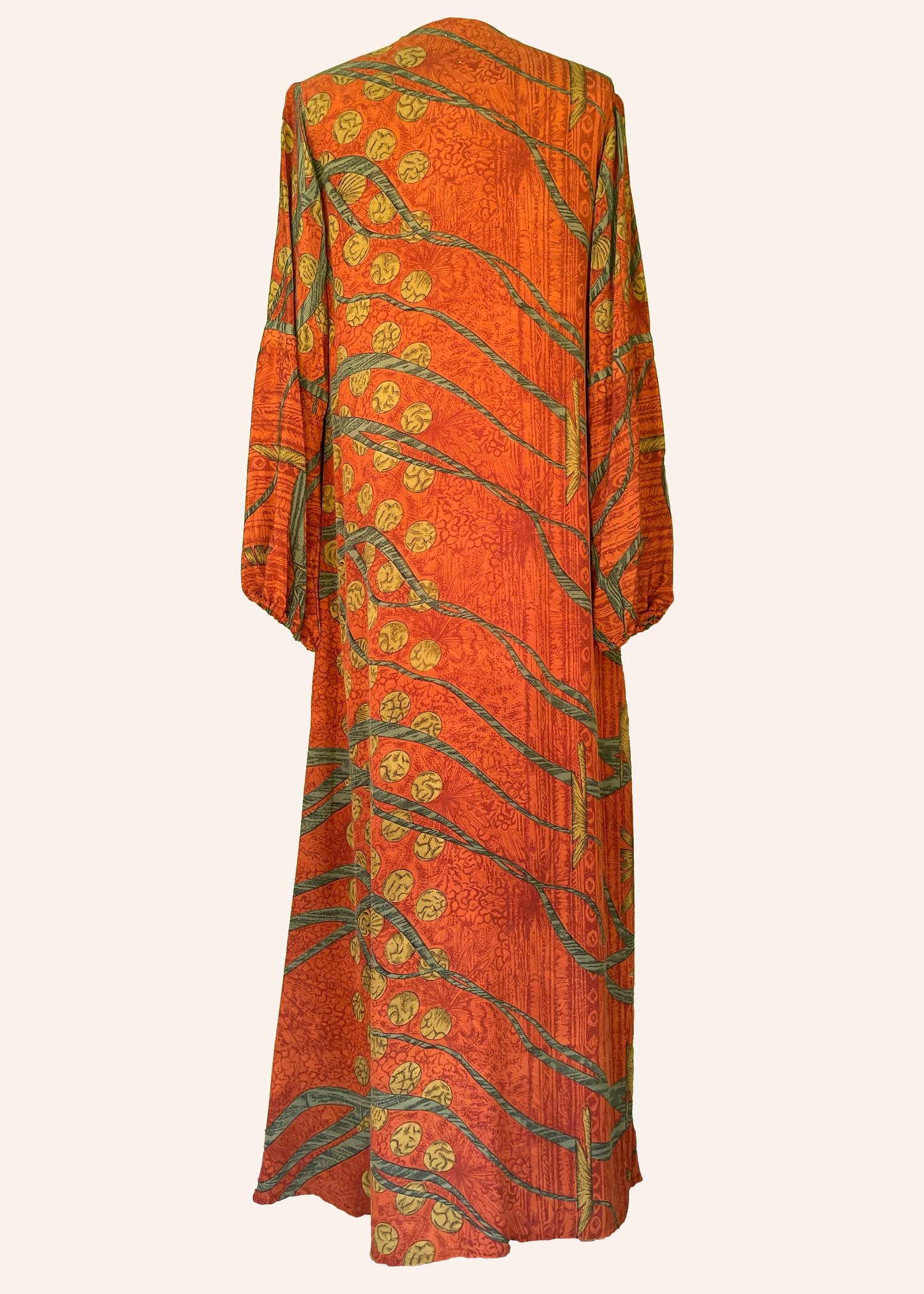 Zea Silk Crepe Kaftan Maxi Dress ~  Cayenne S