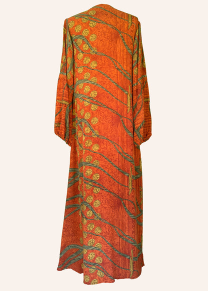 Zea Silk Crepe Kaftan Maxi Dress ~  Cayenne S