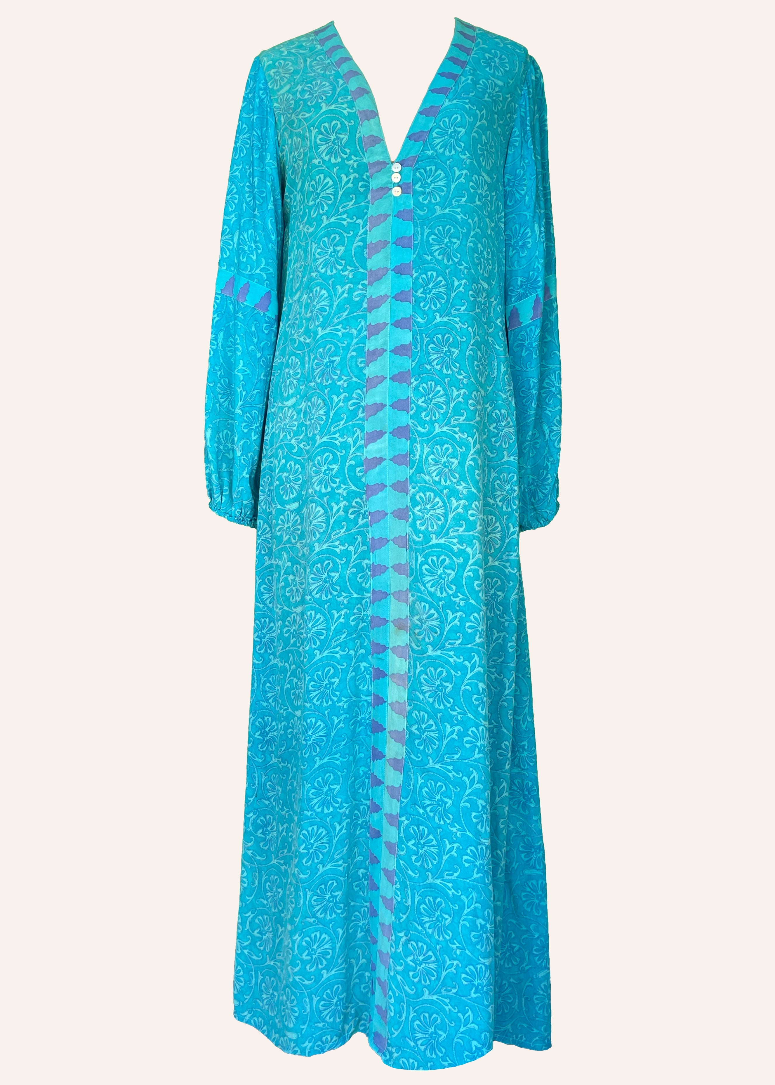 Zea Silk Crepe Kaftan Maxi Dress ~ Bluebird S