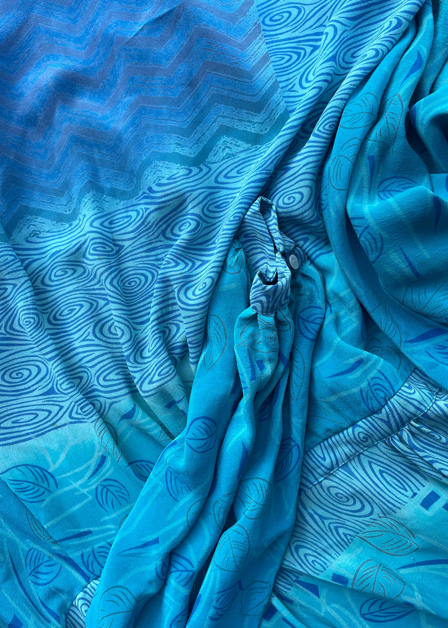Caladium Silk Wrap Dress ~  Celestial S