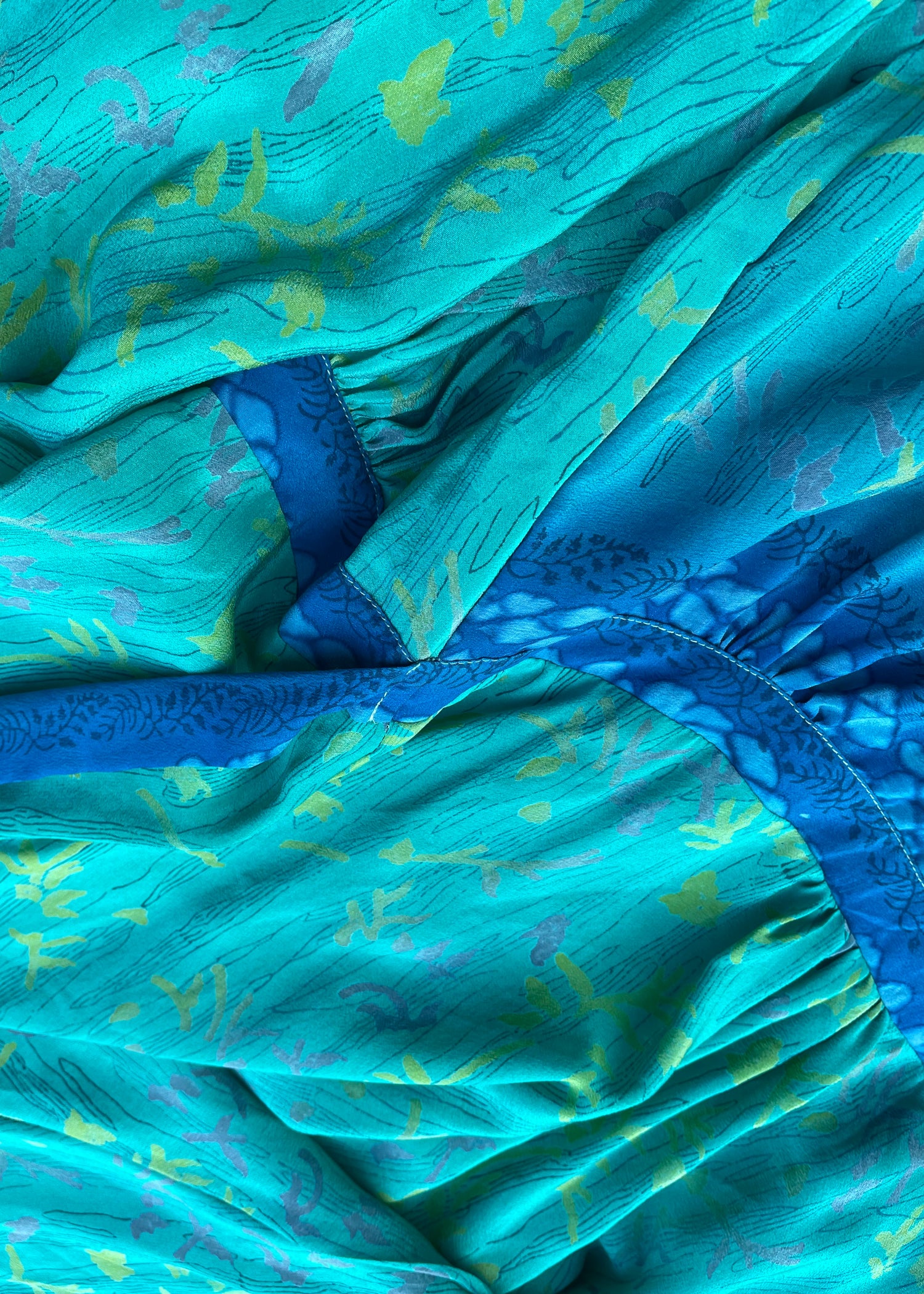 Caladium Silk Wrap Dress ~ Aquamarine S