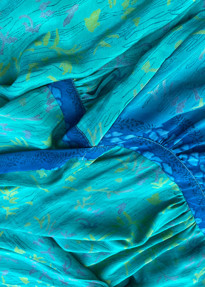 Caladium Silk Wrap Dress ~ Aquamarine S
