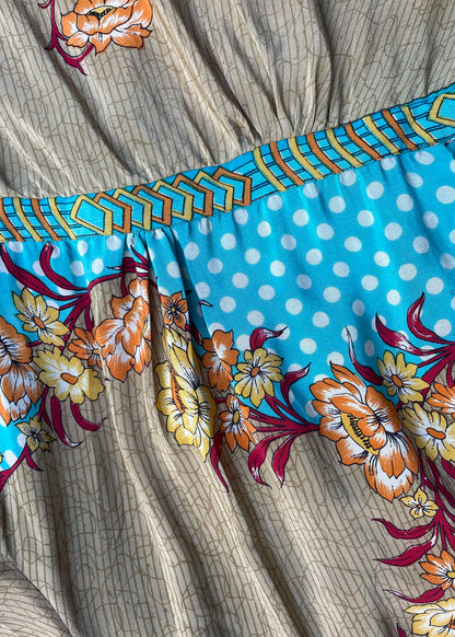 Caladium Wrap Silk Dress ~ Bluejay M