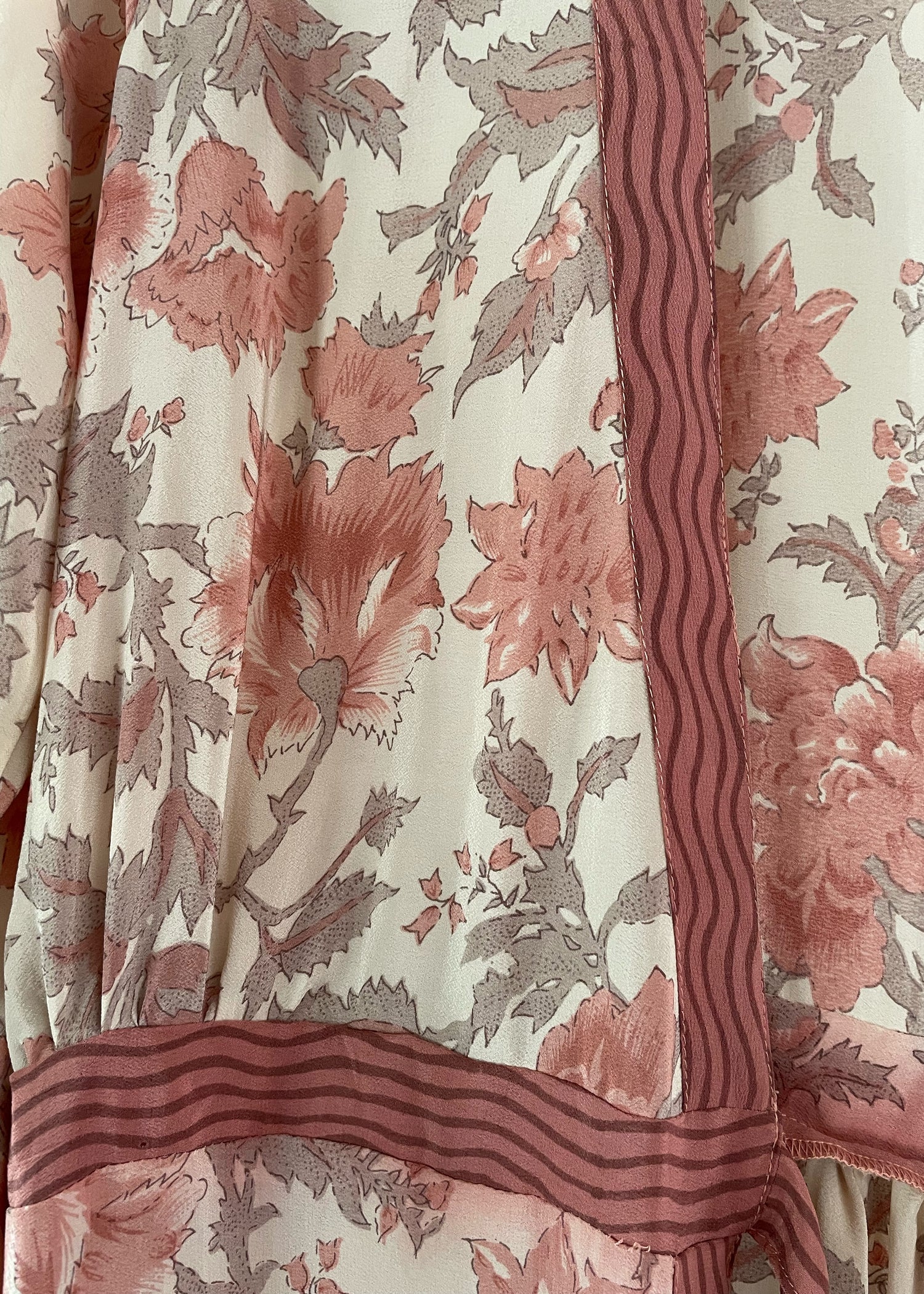Caladium Wrap Silk Dress ~ Rose M