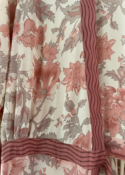 Caladium Wrap Silk Dress ~ Rose M