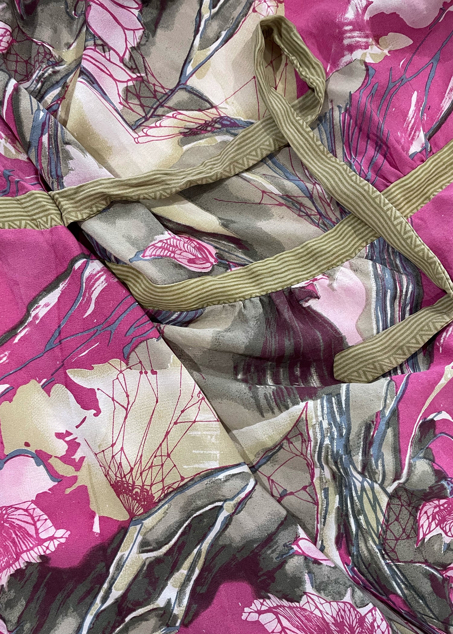 Caladium Wrap Silk Dress ~  Taos XL