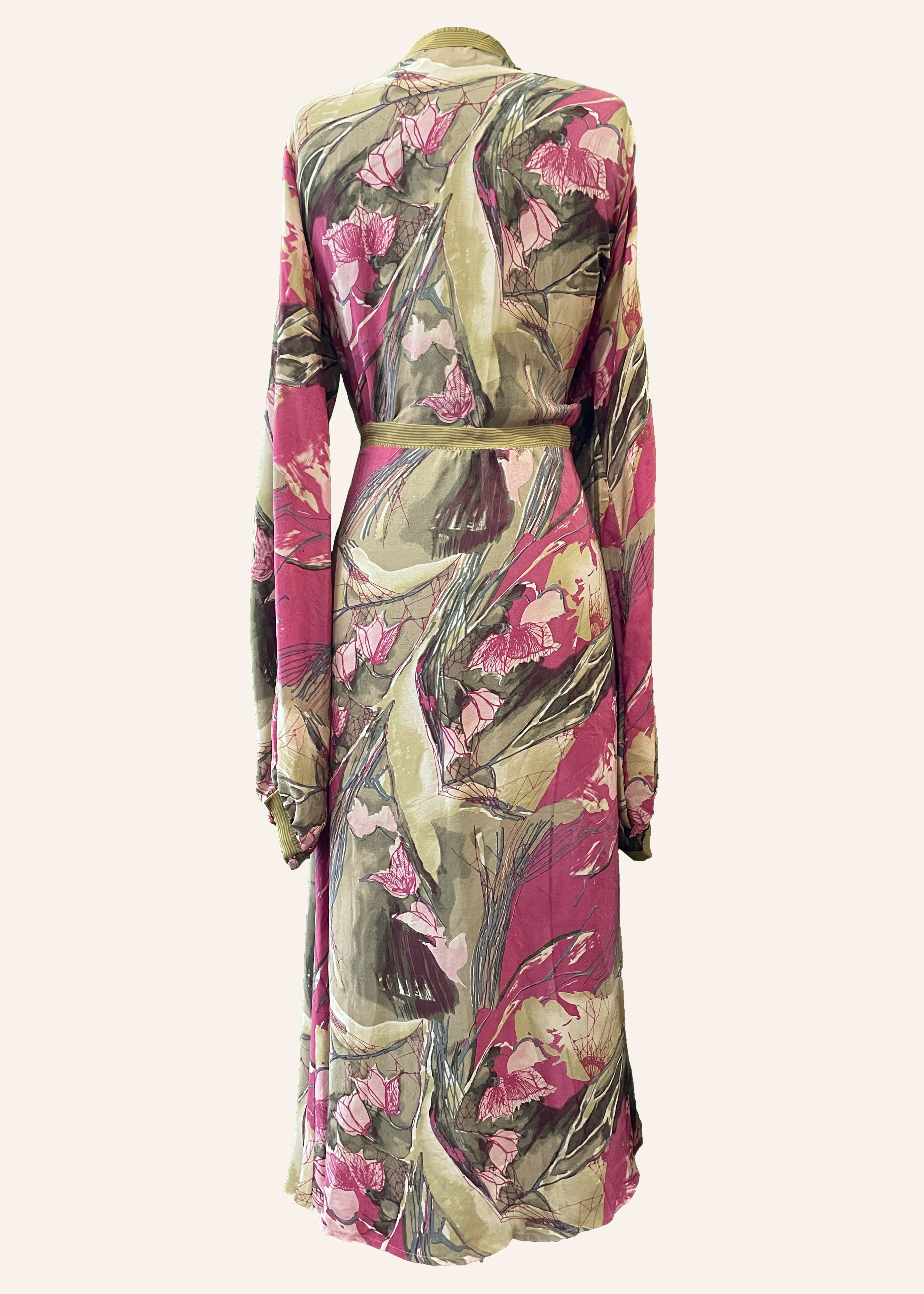 Caladium Wrap Silk Dress ~  Taos XL