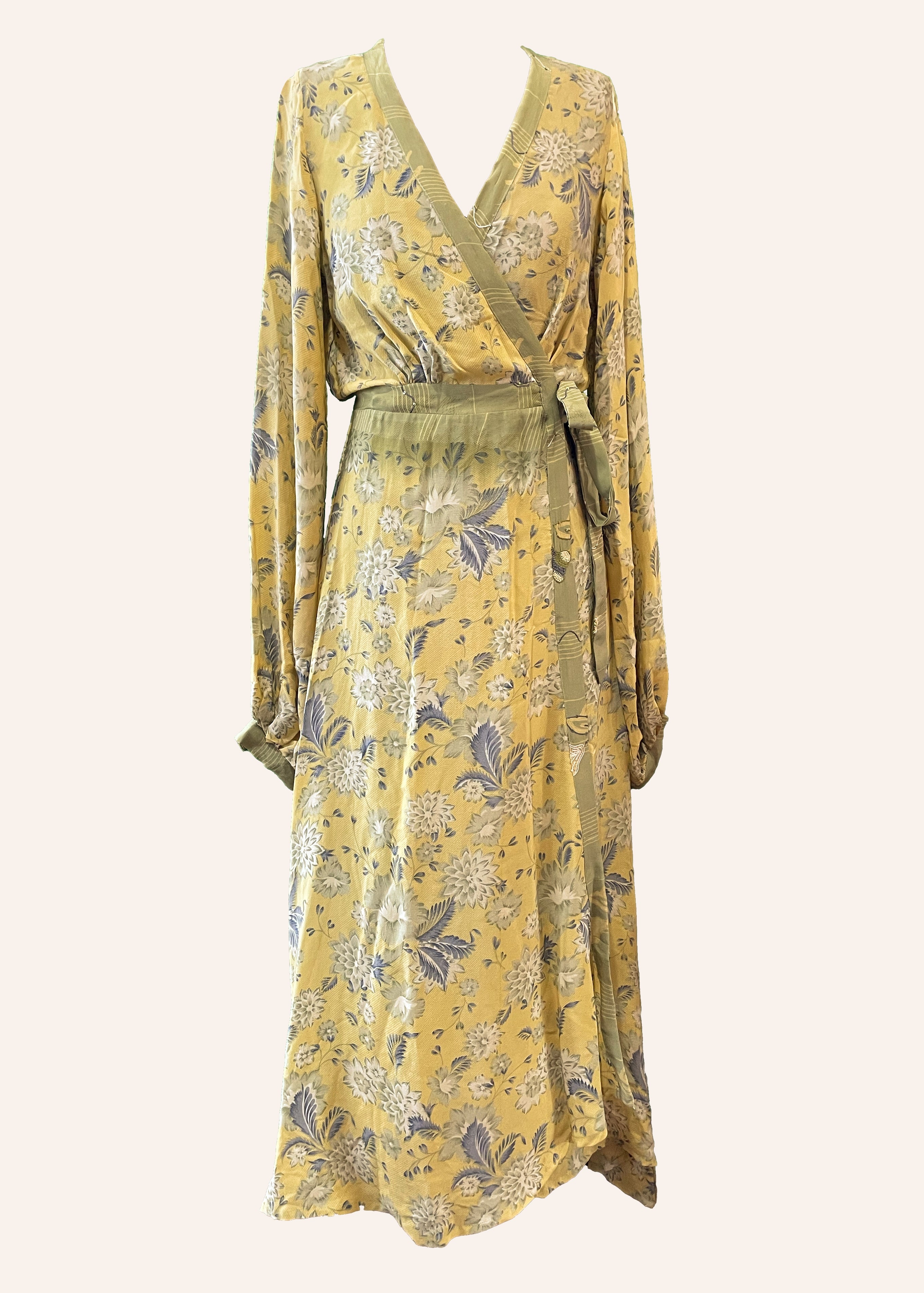 Caladium Silk Wrap Dress ~ Buttercup S