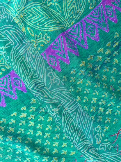 Zea Silk Crepe Kaftan Maxi Dress ~  Emerald XS