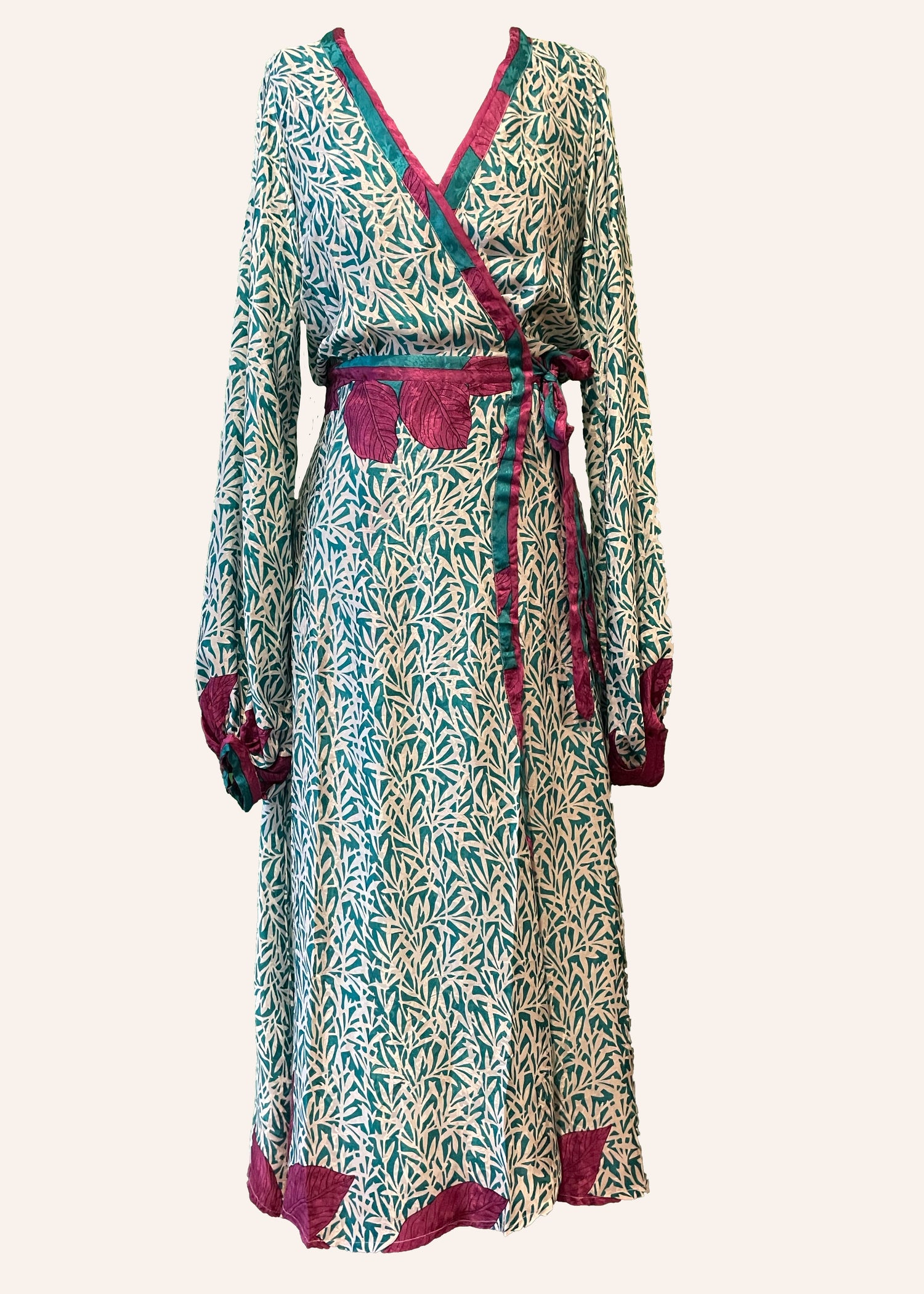 Caladium Silk Wrap Dress ~ Tambourine S