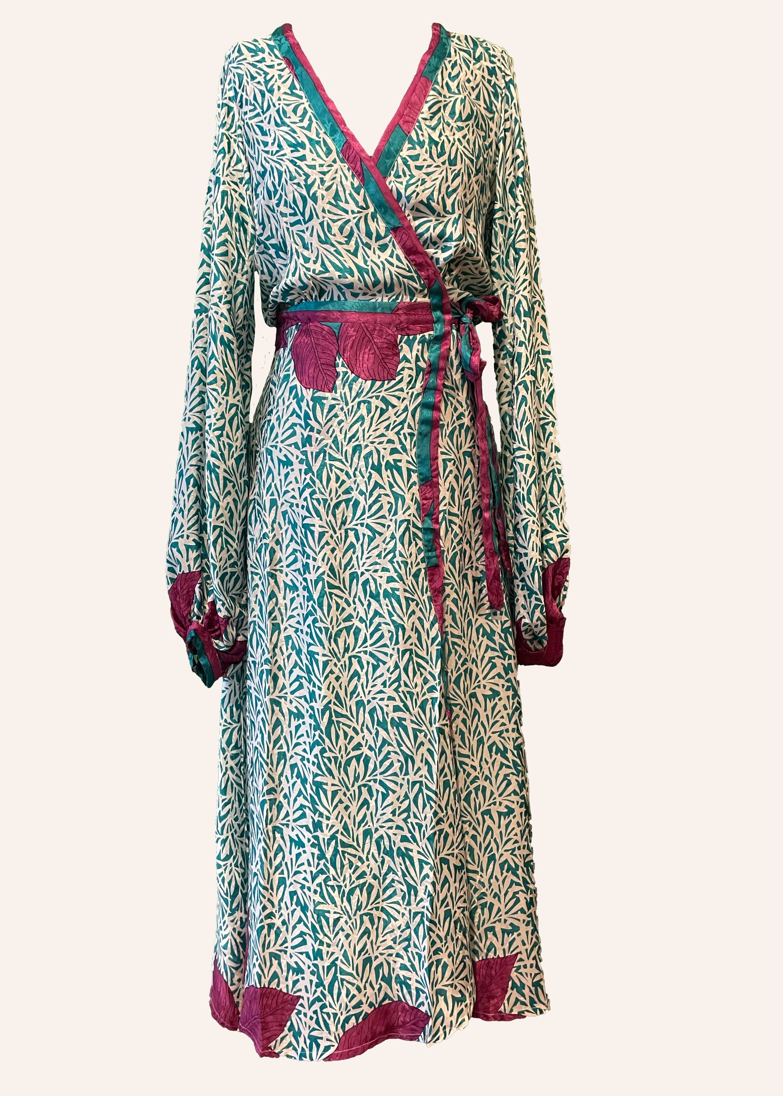 Caladium Silk Wrap Dress ~ Tambourine S