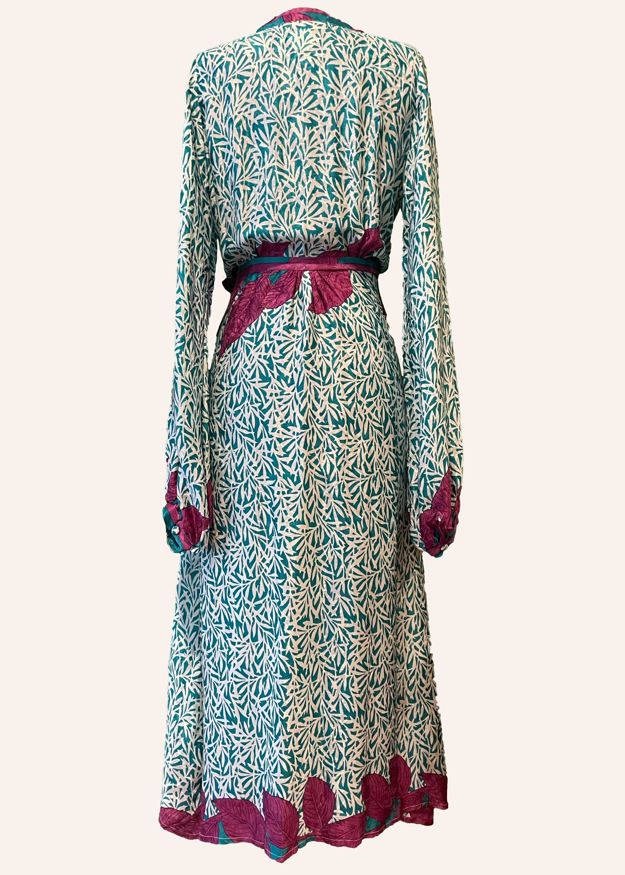 Caladium Silk Wrap Dress ~ Tambourine S