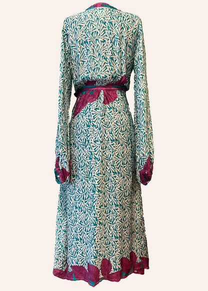 Caladium Silk Wrap Dress ~ Tambourine S