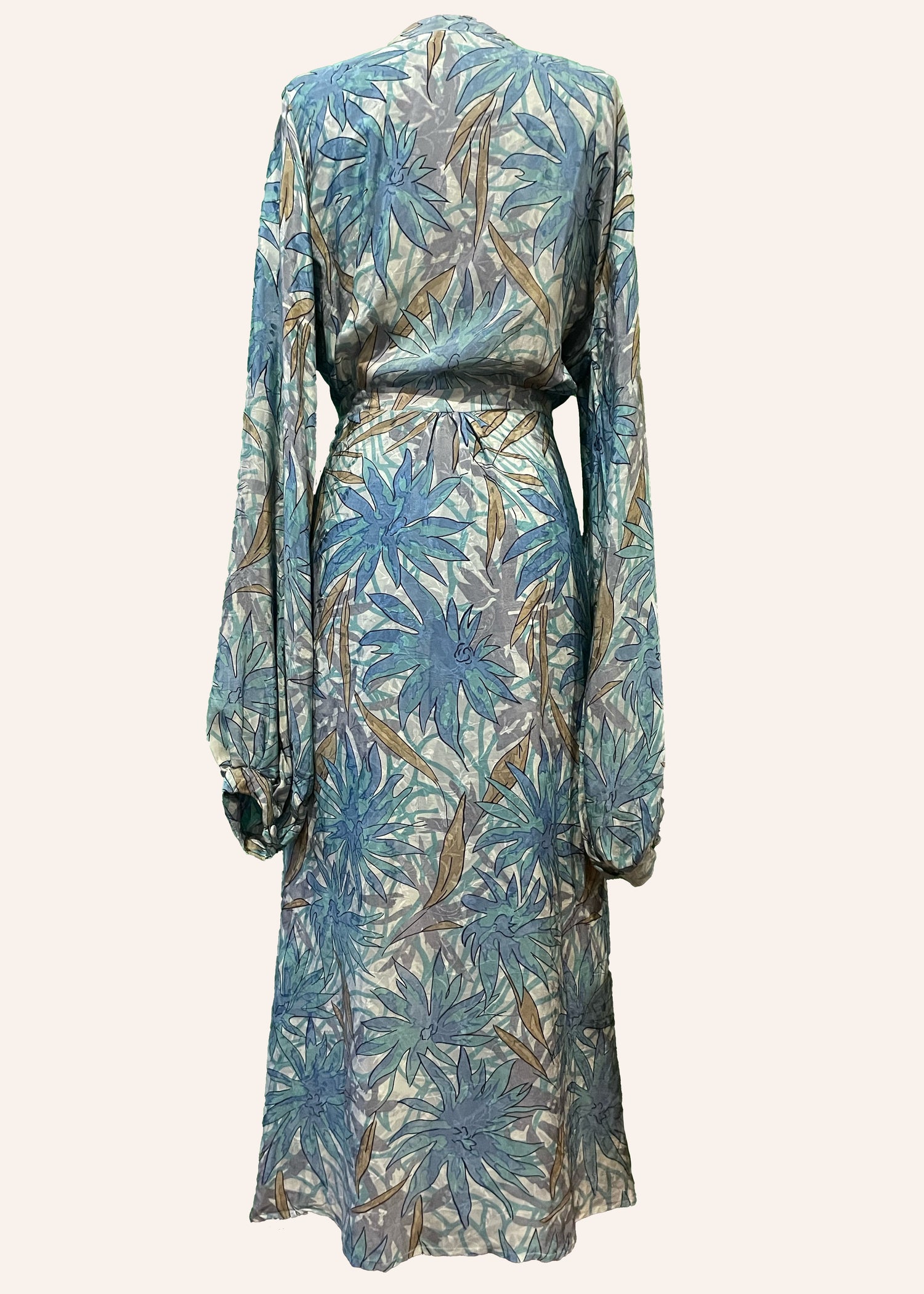 Caladium Wrap Silk Dress ~  Havana XL