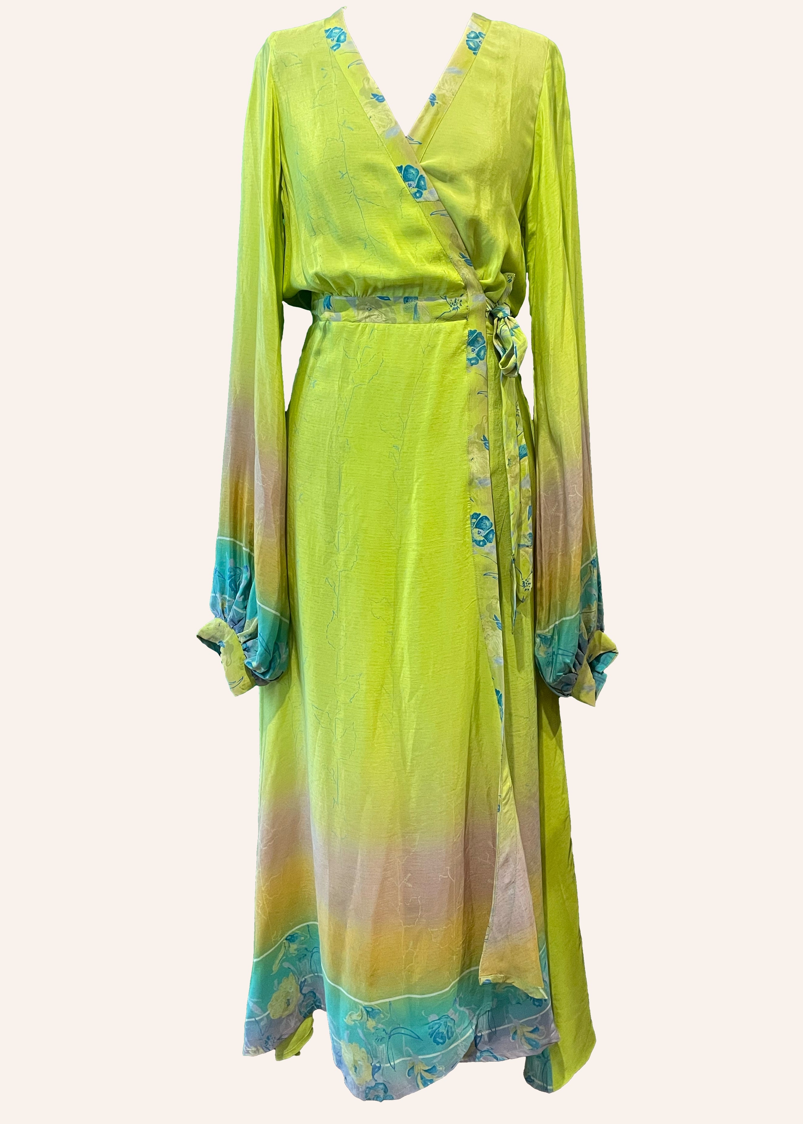 Caladium Silk Wrap Dress ~ Limeade S