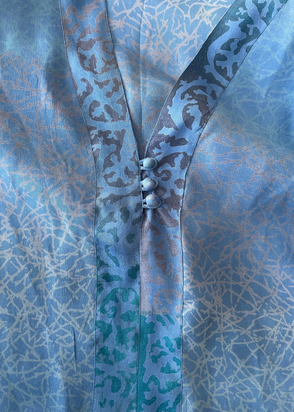 Zea Silk Crepe Kaftan Maxi Dress ~ Icicle S