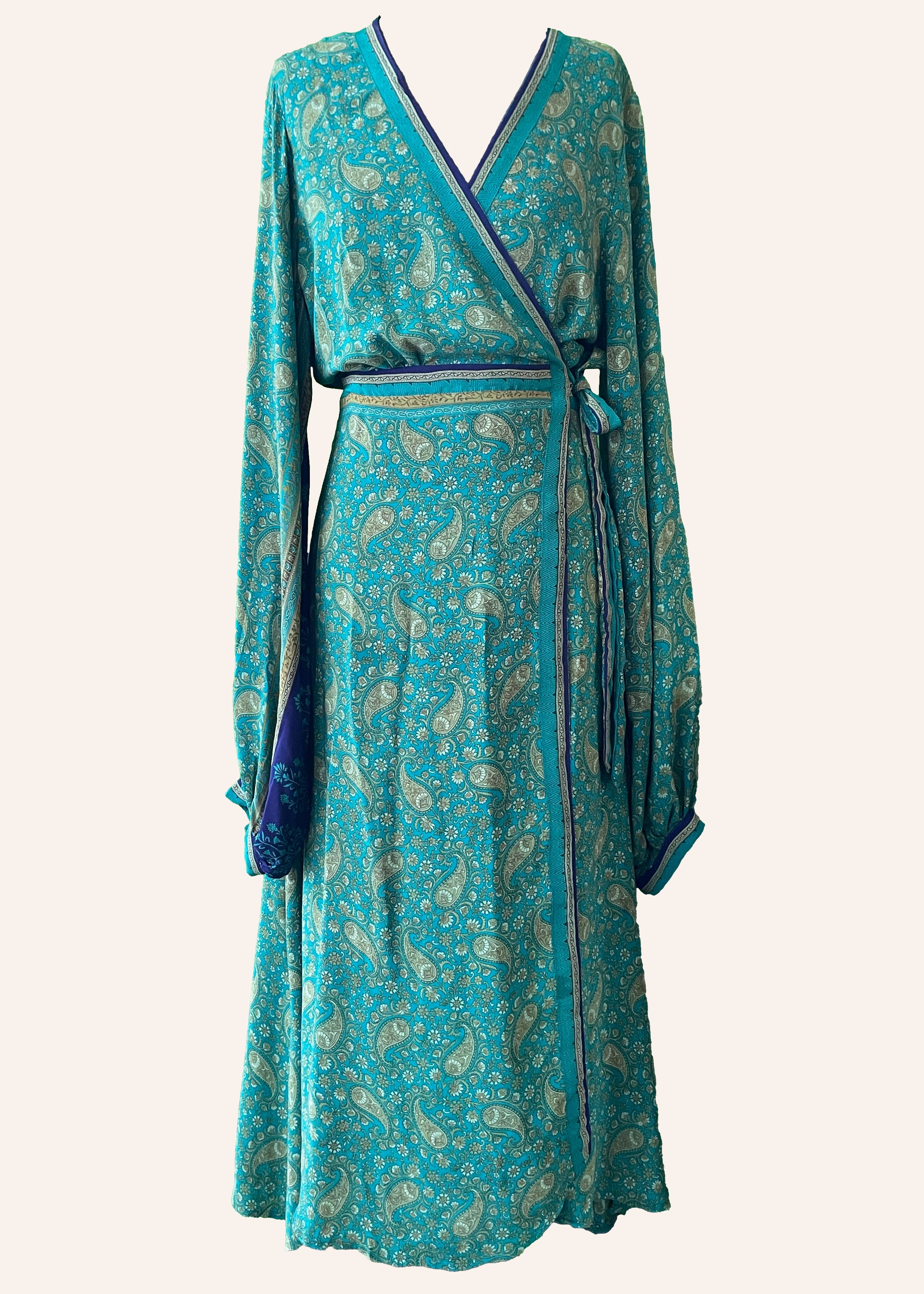 Caladium Wrap Silk Dress ~  Ming XL