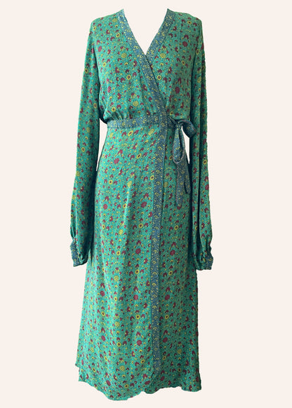 Caladium Wrap Silk Dress ~ Bosphorus XL