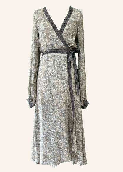 Caladium Silk Wrap Dress ~ Haze XS