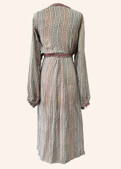 Caladium Silk Wrap Dress ~ Bark XS