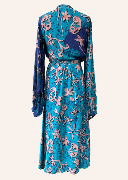 Caladium Wrap Silk Dress ~ Aster L