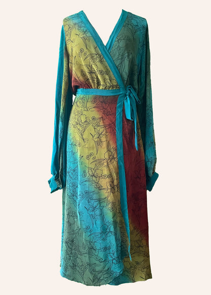 Caladium Wrap Silk Dress ~ Algiers L