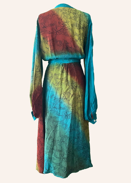 Caladium Wrap Silk Dress ~ Algiers L