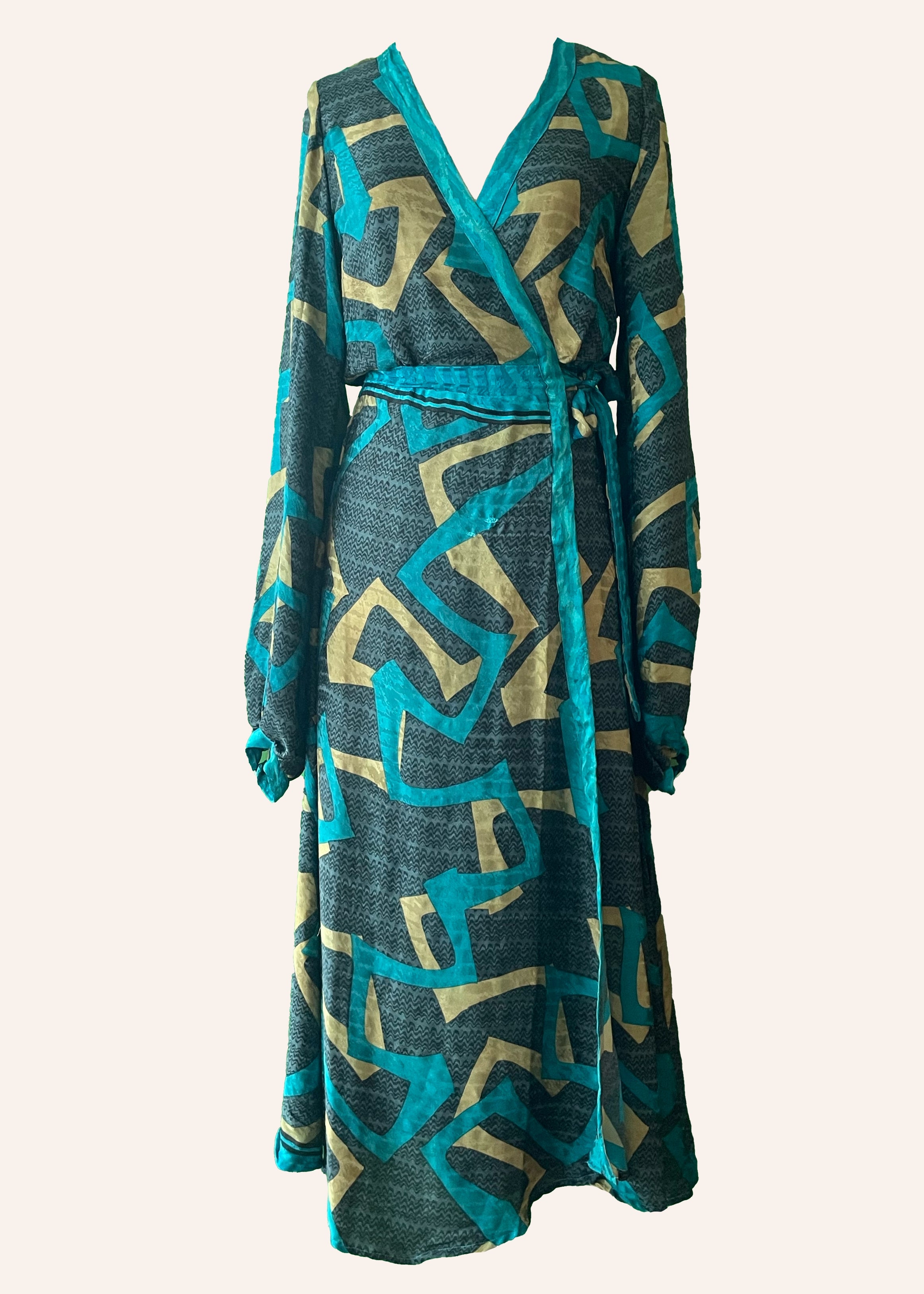Caladium Silk Wrap Dress ~ Navigate XS