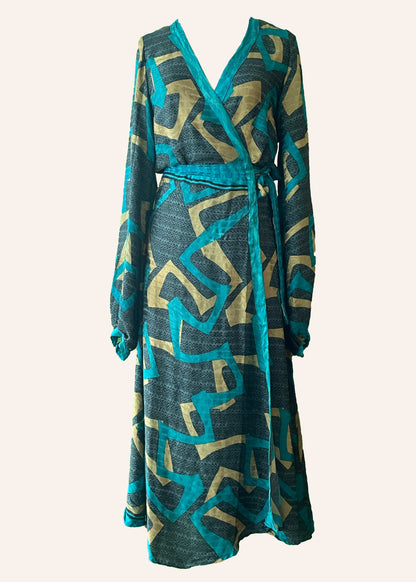Caladium Silk Wrap Dress ~ Navigate XS