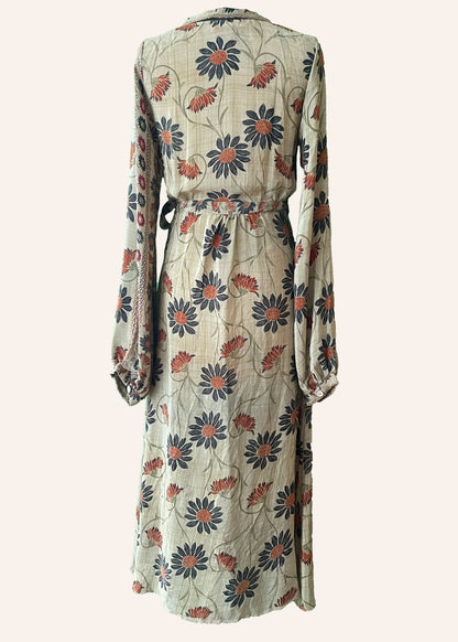 Caladium Silk Wrap Dress ~ Scallop XS