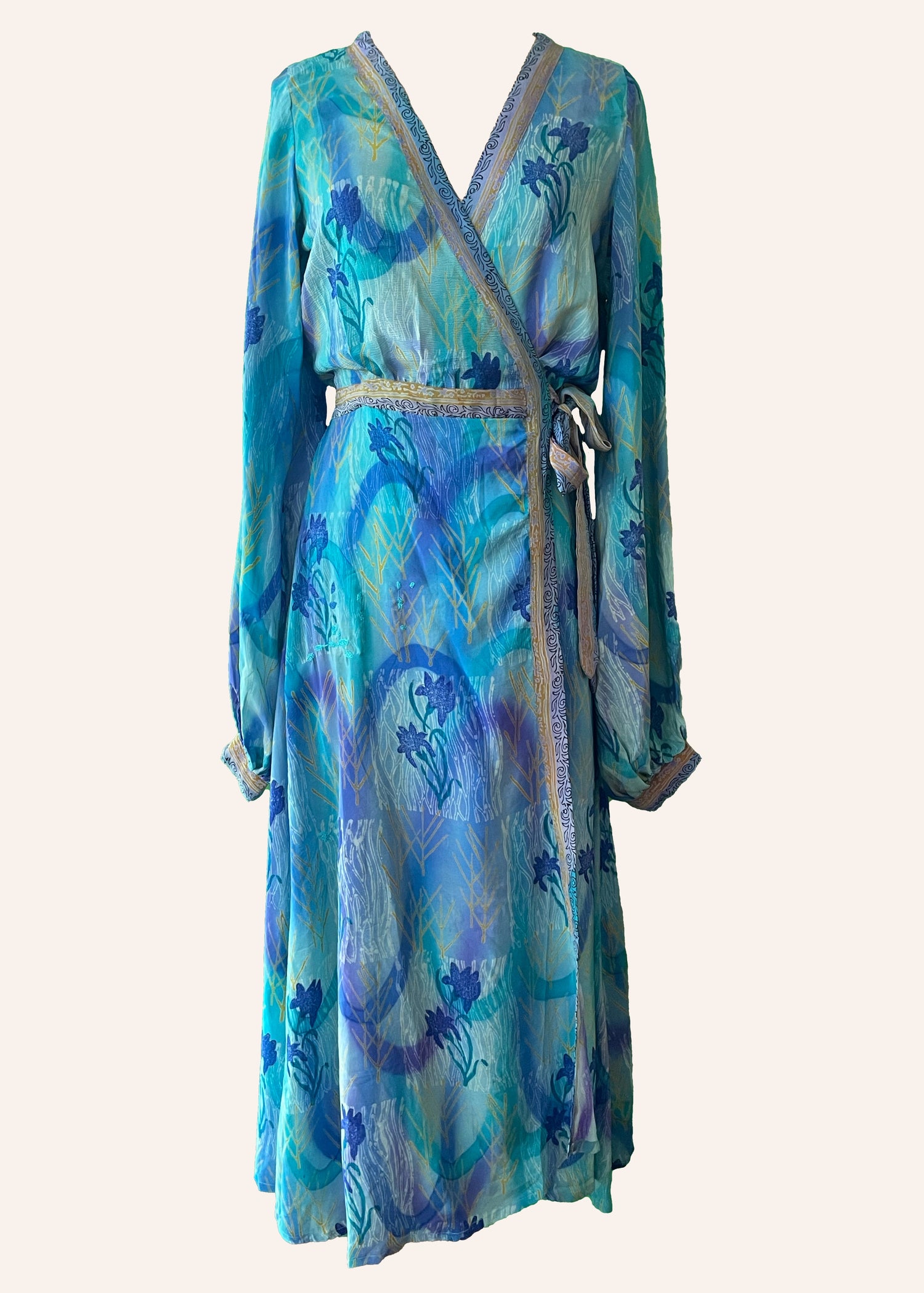 Caladium Wrap Silk Dress ~ Curacao M