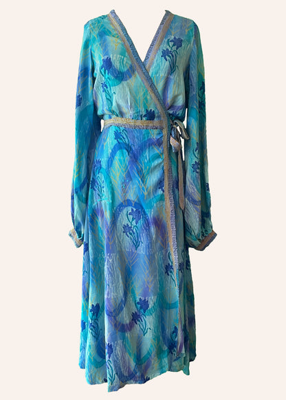 Caladium Wrap Silk Dress ~ Curacao M