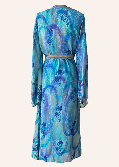 Caladium Wrap Silk Dress ~ Curacao M