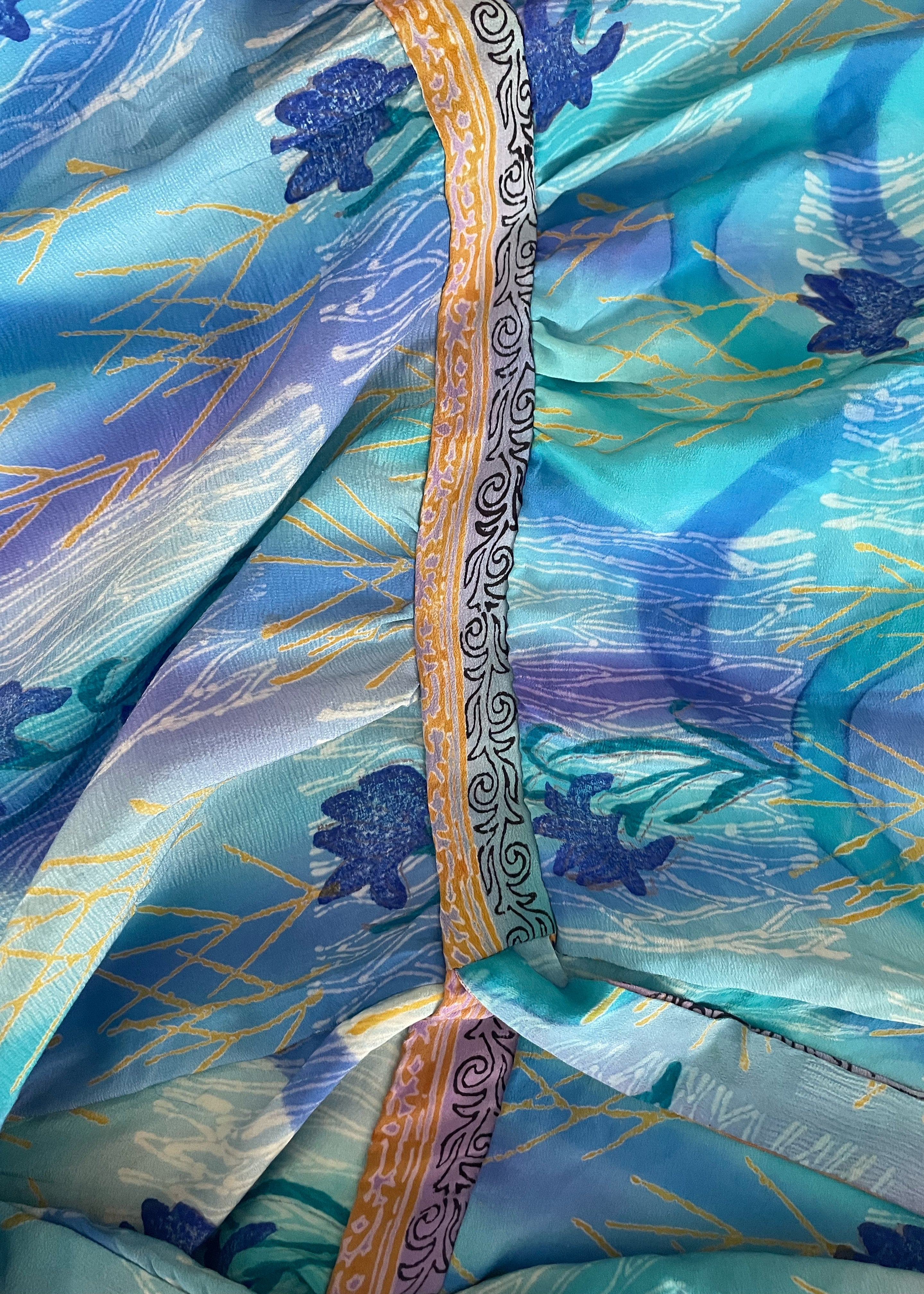 Caladium Wrap Silk Dress ~ Curacao M