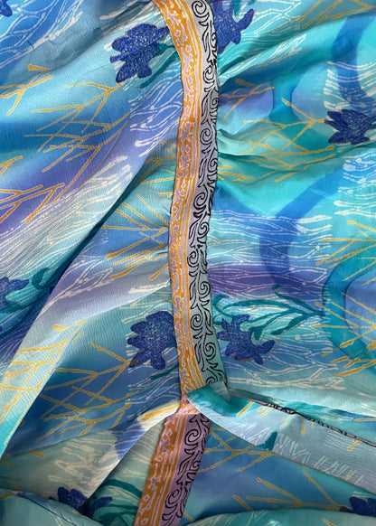 Caladium Wrap Silk Dress ~ Curacao M