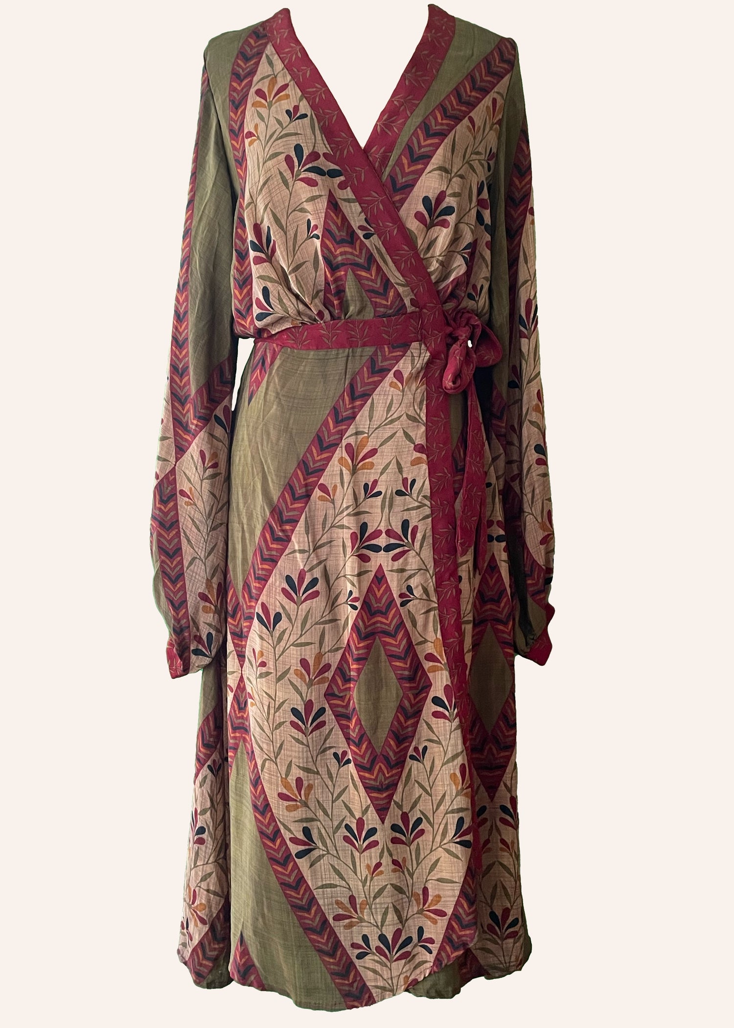 Caladium Wrap Silk Dress ~ Leadlight L