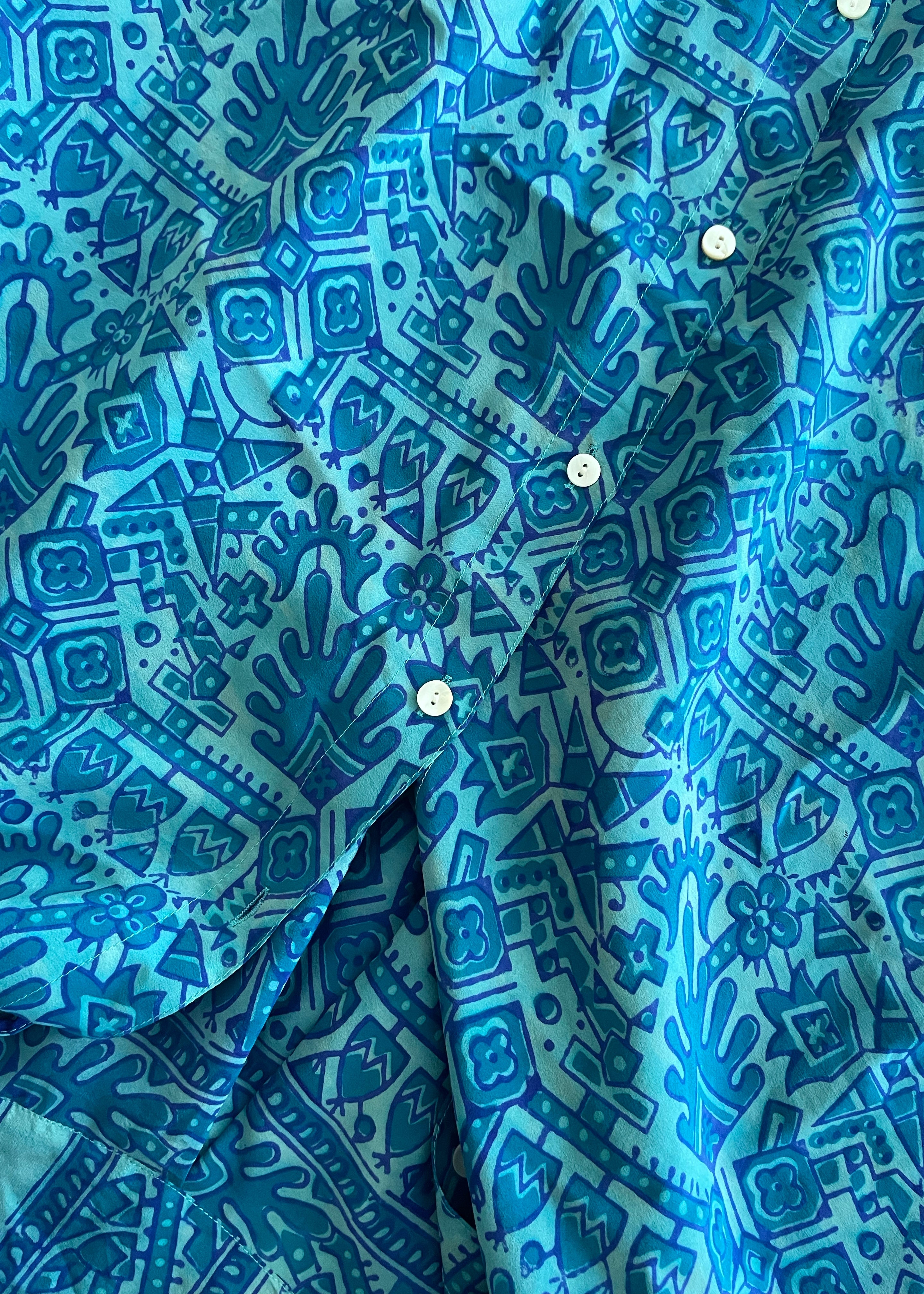 Astralagus Silk Crepe Oversized Shirt ~ Turkish Tile